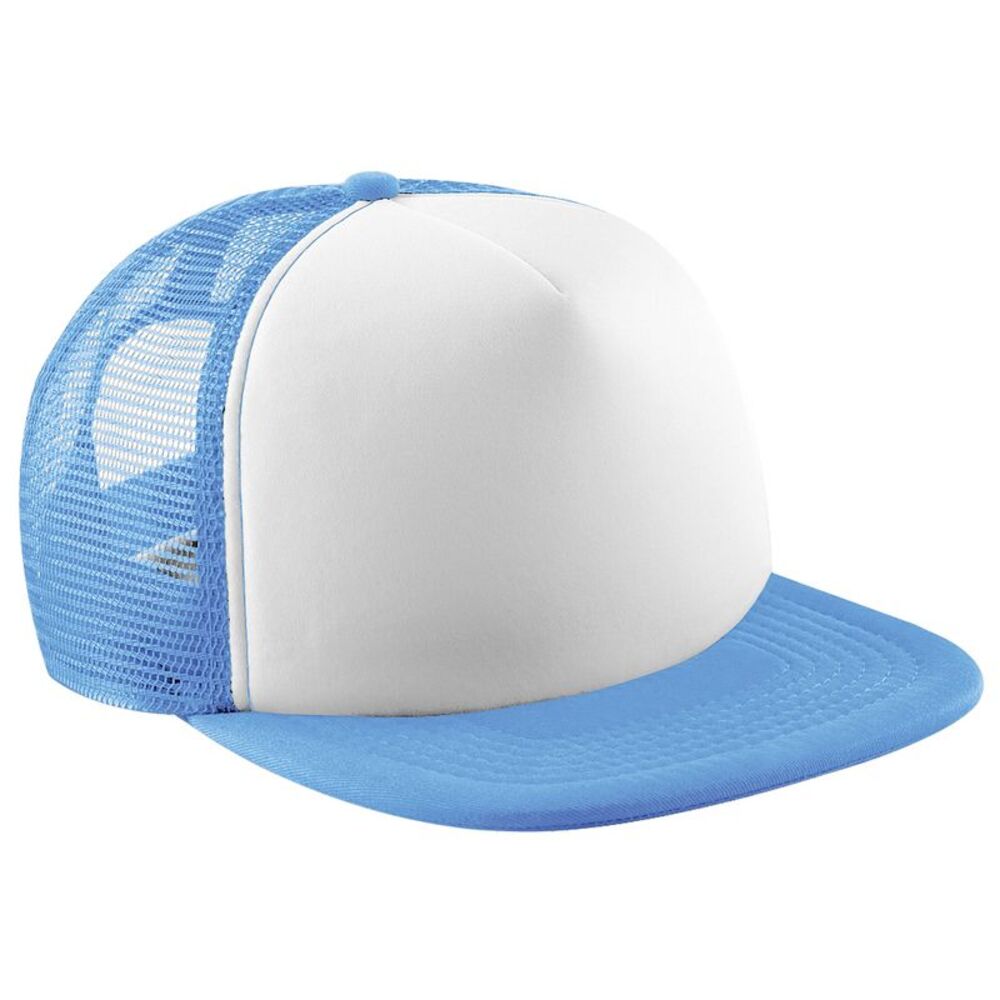Beechfield Childrens /Kids Vintage  Mesh Trucker /Plain Baseball Cap / Sky Blue/